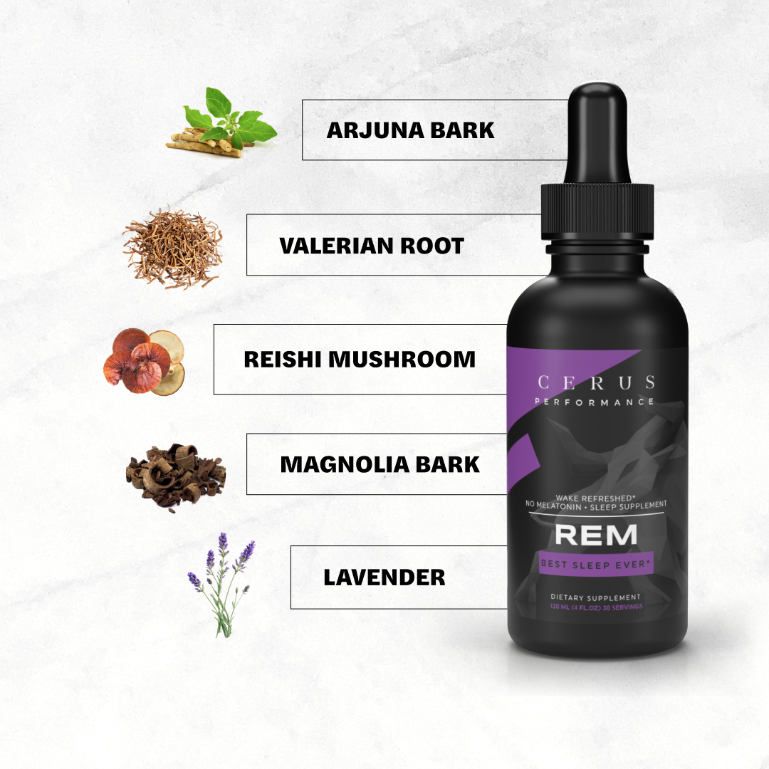 CERUS™ REM – Deep Sleep & Recovery Support | 100% Natural, No Melatonin | Magnolia Bark, Reishi, Ashwagandha, Valerian Root & Lavender | Fall Asleep Faster, Wake Up Clear | Hormone-Free Sleep Aid | 30 Servings